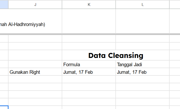 Formula dan Tanggal Jadi